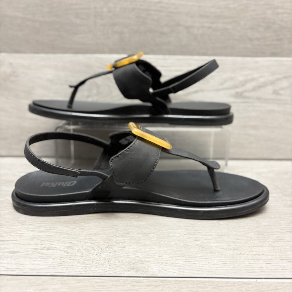 OluKai La'i T-Bar Sandals Black Slingback Tortoiseshell Buckle Sandal Size 8 - Picture 7 of 11